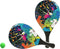 Atosa Beachball set Splash - hout - multi kleuren - strand tennis speelset - kinderen/volwassenen