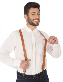 ATOSA - Bruine kunstleren bretels voor volwassenen