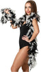 Atosa Carnaval verkleed boa met veren - zwart/wit - 180 cm - 45 gram - Glitter and Glamour - verkleed accessoires