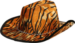 Atosa Carnaval verkleed Cowboy hoed Tiger - bruin - volwassenen - Tijger print