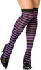 Atosa Carnaval verkleed gestreepte verkleed kousen voor dames - paars/zwart - one size - heksen