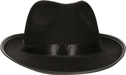 Atosa Carnaval verkleed hoed voor een Maffia/gangster - zwart - polyester - heren/dames