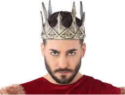 Atosa Carnaval verkleed konings kroon - oud goud kleur - plastic - heren - middeleeuwen