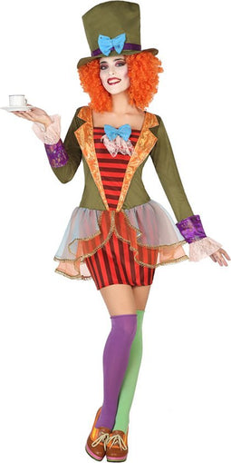 ATOSA - Gestreepte hoedenmaker kostuum voor vrouwen - M / L