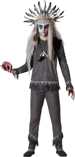 ATOSA - Indiaanse sjamaan vermomming heren - Zilver / Grijs - M / L