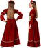 Atosa Jonkvrouw/middeleeuwse prinses verkleed set - rood - luxe prinsessenjurk - voor kinderen 116