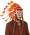 Atosa Luxe indianen veren tooi voor heren - oranje/rood - met ornamenten - carnaval/verkleed accessoires