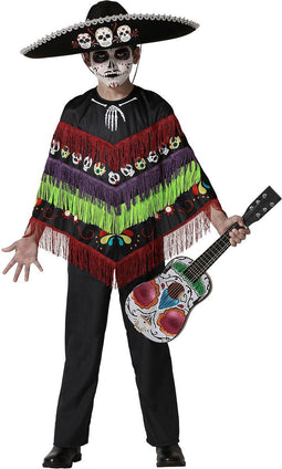 ATOSA - Poncho-skeletkostuum Dia de los muertos kind - 134/146 (7-9 jaar)