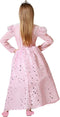 Atosa Prinsessen verkleed jurk luxe - roze - met sterren - Fee/prinses - voor kinderen 128