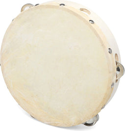 Atosa Tamboerijn trommel met bekkens - hout - 19 cm - muziek instrumenten - voor kinderen/volwassenen