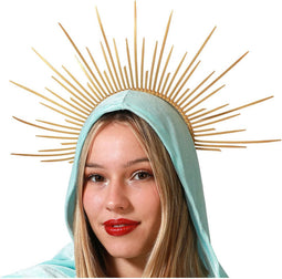 Atosa Verkleed haarband/hoofdband met spikes - goud - meisjes/dames - Evil queen/Halloween/Medusa/Fantasy - carnaval - kunststof