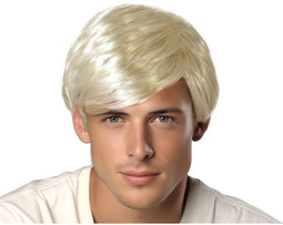 Atosa Verkleedpruik Bad Boy heren - blond - Boyband/seventies/eighties - kort golvend haar - carnaval