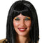 Atosa Verkleedpruik Dames - zwart - Prinses uit Egypte - half lang haar - met kralen - carnaval - Cleopatra