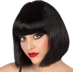 Atosa Verkleedpruik voor dames half lang haar - Zwart - Bob lijn - Carnaval/party