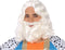 Atosa Verkleedpruik voor heren met baard - wit - half lang haar - Carnaval - Krijger/ridder/koning/middeleeuwen