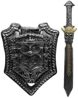 Atosa Zwaard met schild voor een ridder - verkleed speelgoed - 65 x 37 cm - kunststof - voor kinderen - wapens - carnaval