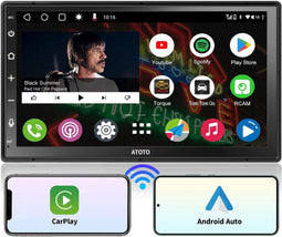 ATOTO A6PF 2DIN Android Autoradio met Draadloze CarPlay/Android Auto - 7 inch QLED Touchscreen, DAB Dubbele DIN Radio, 2 Bluetooth, MirrorLink, WiFi/BT/USB Tethering, 36EQ DSP, 2G + 32G