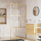 vidaXL - Inloopdouchewand - transparant - 100x195 - cm - ESG-glas - goudkleurig
