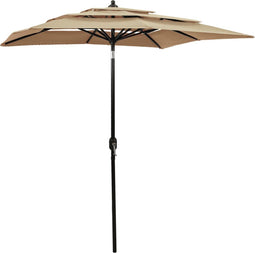 vidaXL - Parasol - 3-laags - met - aluminium - paal - 2x2 - m - taupe
