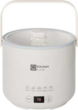 KitchenLove Mini Rijstkoker - Multicooker - 0.4L - 1-2 Personen - Créme Wit