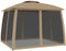 vidaXL - Prieel - zijwanden - van - gaas - en - dubbel - dak - 2,93x2,93 - m - staal - taupe