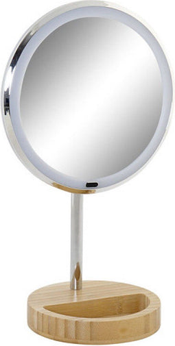 Make-up Spiegel Met LED Licht Zilver Bamboe (20 x 14 x 34 cm)