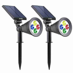 LUMISKY Set van 2 waterdichte buitenlampen voor zonne-energie - 4 gekleurde LED's - 200 Lm - Zwen...