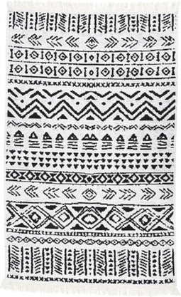 vidaXL - Vloerkleed - 160x230 - cm - katoen - zwart - en - wit