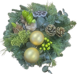 Kerst Stuk -Luxueus in het goud met een goud metallic schaal-33 cm Ø