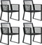 vidaXL - Tuinstoelen - 4 - st - touw - rattan - zwart
