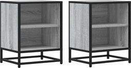 vidaXL - Nachtkastjes - 2 - st - 40x31x50 - cm - bewerkt - hout&metaal - grijs - sonoma
