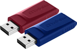 Verbatim Slider - USB-stick 32GB - 2x in Rood en Blauw (2 stuks)