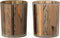 J-Line windlicht Boom - glas - bruin - medium - 2 stuks