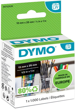 Dymo LW - Universele labels - 13 x 25 mm - Zelfklevend - Wit (1000 stuks)