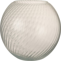 J-Line vaas Rond Ribbels - glas - wit - large - 25 cm hoog