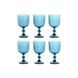 Set van bekers Home ESPRIT Blauw Kristal 380 ml (6 Stuks)