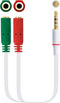 Audio Jack (3.5 mm) Splitter Cable NANOCABLE 10.24.120 White Black