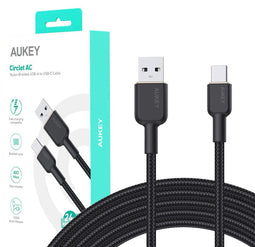 AUKEY CB-NAC2 USB-C Typ-C Power Delivery PD 60 W 3 A 1,8 m Nylon Schwarz