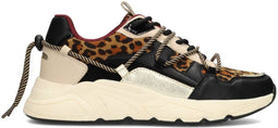 POSH by Poelman CARI - Dames Sneakers - Chunky zool 4 cm met panterprint - Bordeaux
