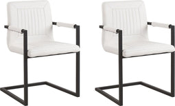 BRANDOL - Eetkamerstoel set van 2 - Wit - Kunstleer