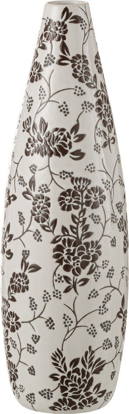 J-Line vaas Zen - porselein - wit/zwart - 53 cm hoog