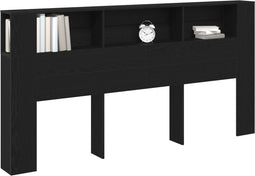 vidaXL - Hoofdbord - Kast - Zwart - Eiken - Spaanplaat - Kingsize - Opslag