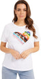 Guess Ss Rainbow Street Tee - Dames T-Shirt - Regenboog hartje - Wit