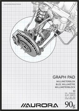 Aurora Millimeterpapier A4 Wit Houtvrij 210x297 mm - 90 g - 50 vellen - Blauw