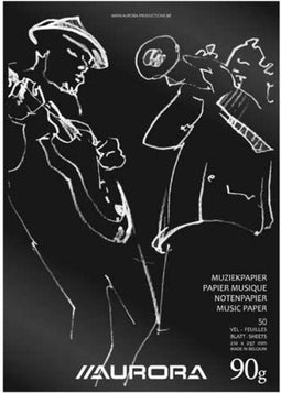 Aurora Muziekpapier - Muziekblok - 210x297mm - A4 - 90g - 50 vel