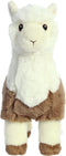 Aurora Pluche dieren knuffel Alpaca - bruin/wit - 28 cm - Knuffeldieren alpacas - voor kinderen