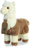Aurora Pluche dieren knuffel Alpaca - bruin/wit - 28 cm - Knuffeldieren alpacas - voor kinderen