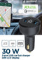 Autolader 2-poorts USB-auto snellader usb c en usb a - LCD scherm - 30 W - sigarettenaansteker usb oplader - snellader - zwart
