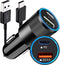 Autolader USB A & USB C + USB C kabel - Auto oplader USB - USB C autolader 2 poorten - Auto lader - Sigarettenaansteker USB oplader auto - Snellader