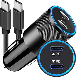 Autolader USB C - USB C Kabel Zwart